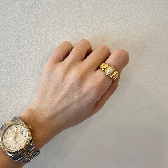 Sterling silver pave pebble ring - Picture 3 of 3